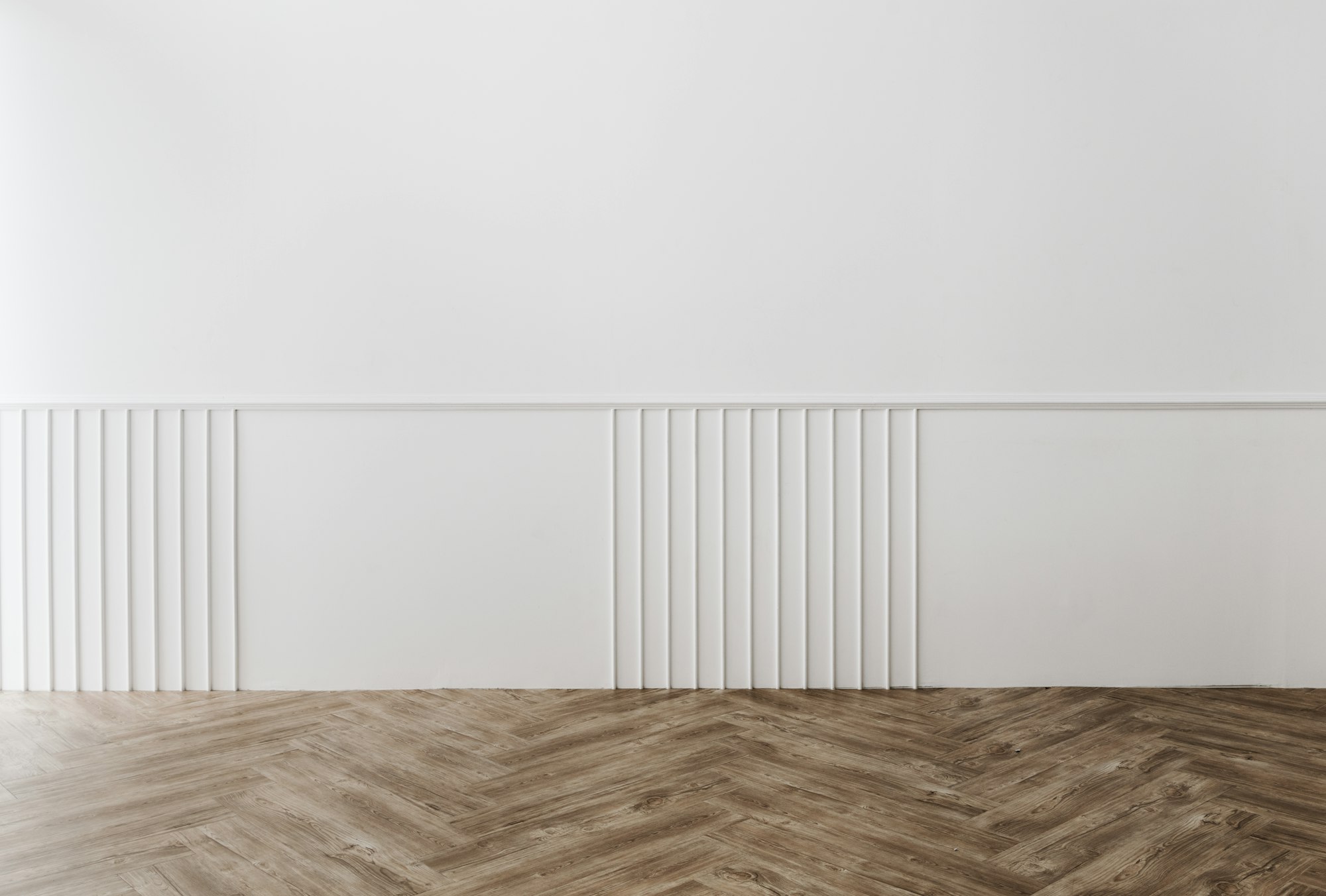 White wall with wooden floor home decor